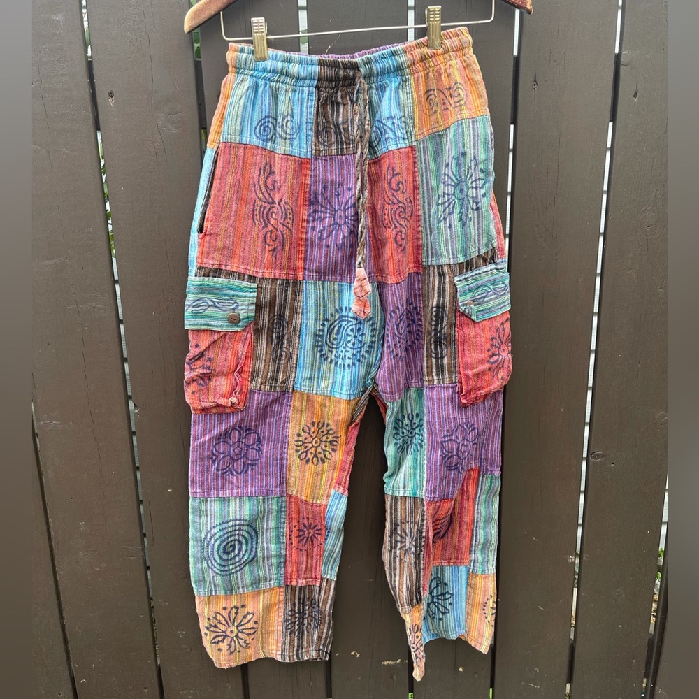 Women’s S 100% Cotton Made in Nepal Boho Pattern Harem Pants